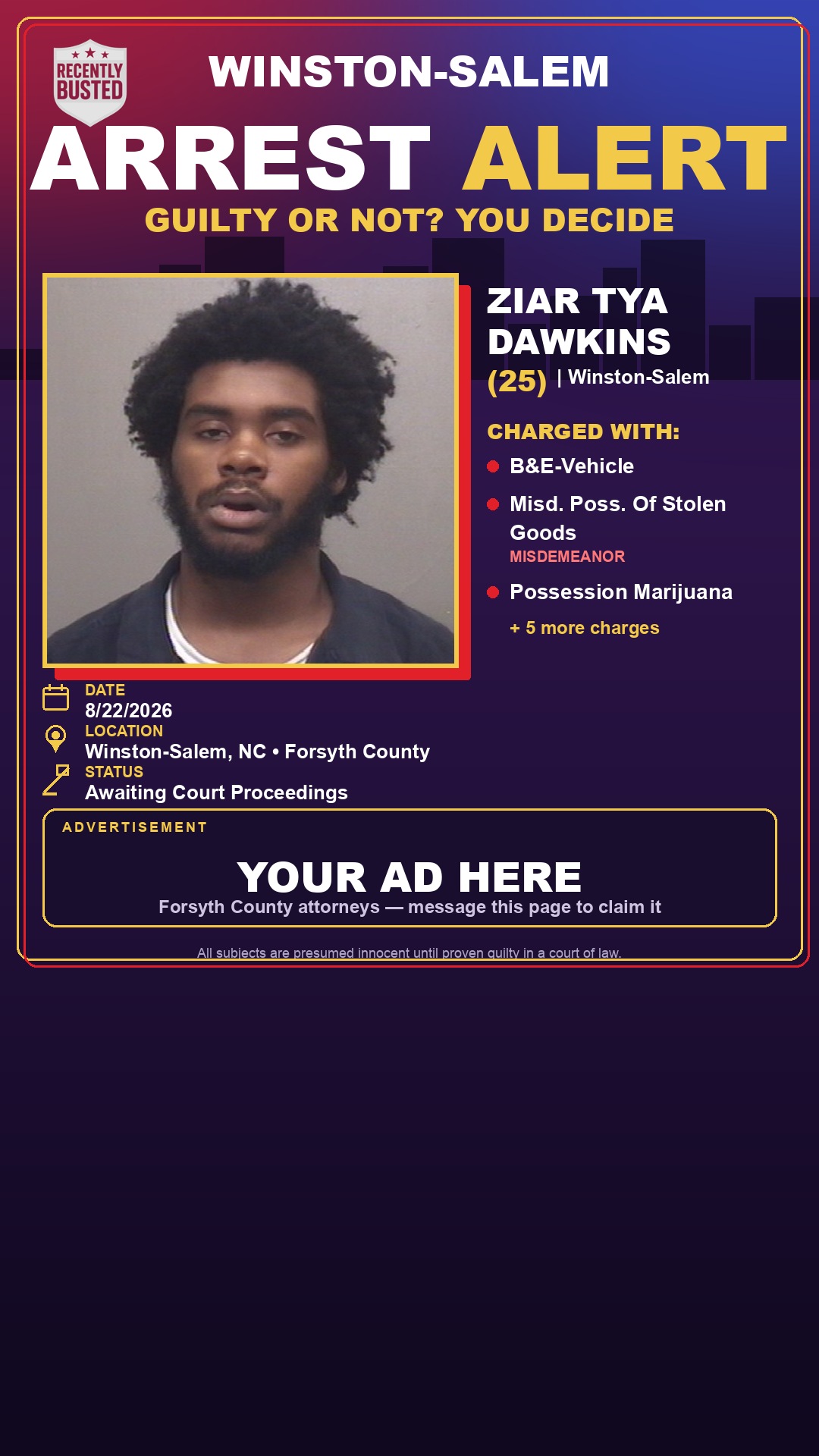 Arrest report - ZIAR TYA DAWKINS