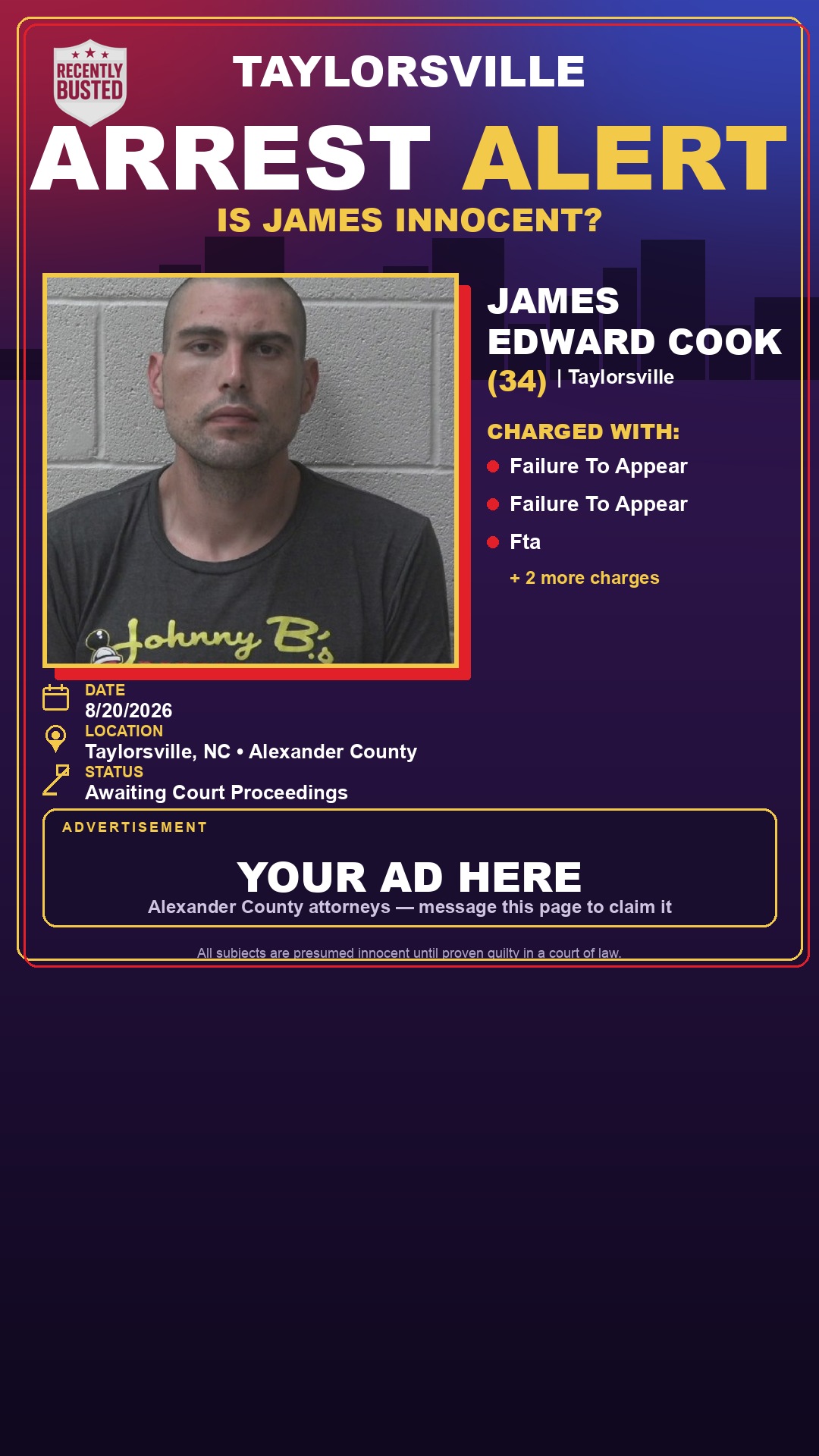 Arrest report - JAMES EDWARD COOK