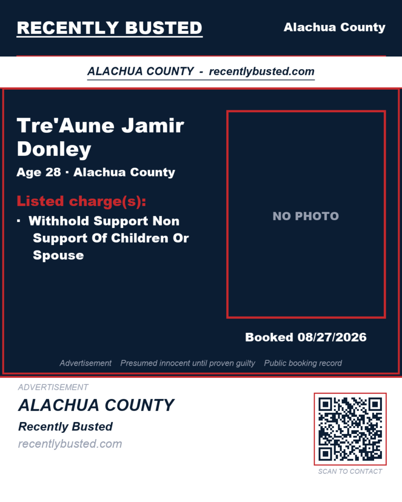 Tre’Aune Jamir Donley — arrest record card, Recently Busted