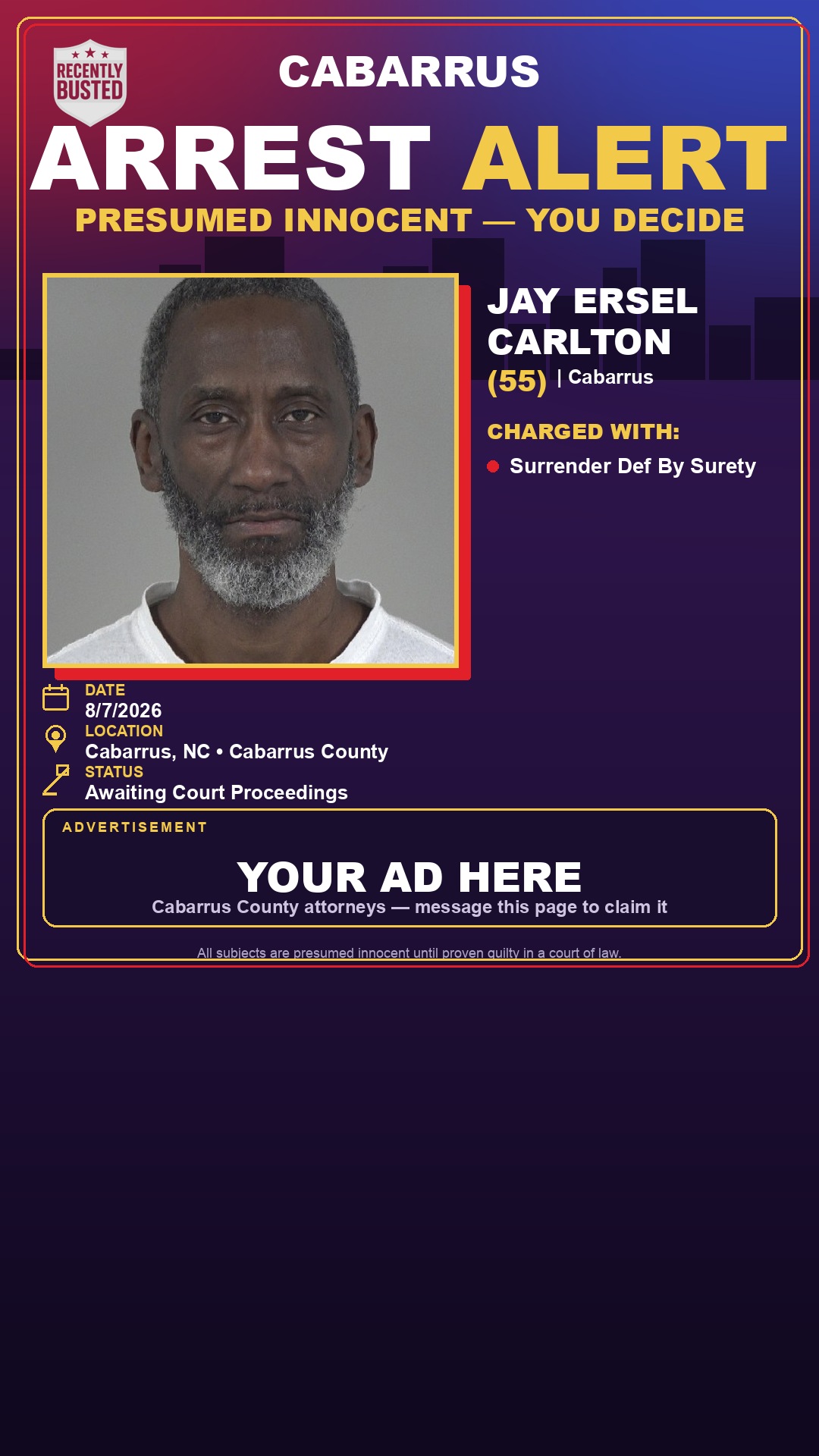 Arrest report - JAY ERSEL CARLTON