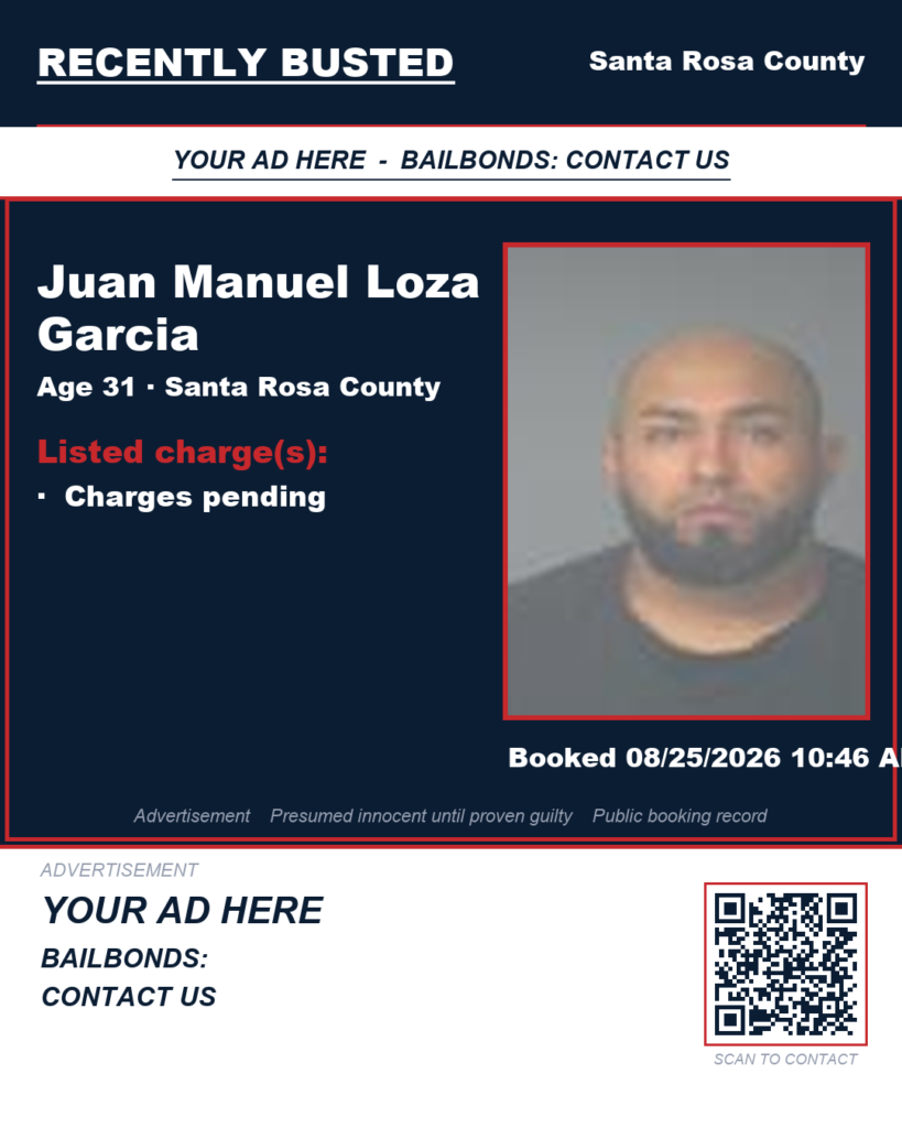 Juan Manuel Loza Garcia — arrest record card, Florida Crime
