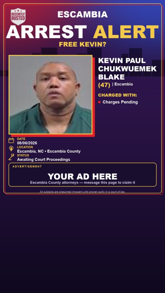 Kevin Paul Chukwuemek Blake — arrest record card, Recently Busted