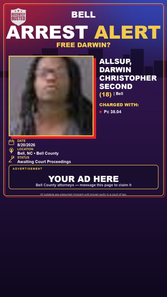 Arrest report — ALLSUP, DARWIN CHRISTOPHER SECOND