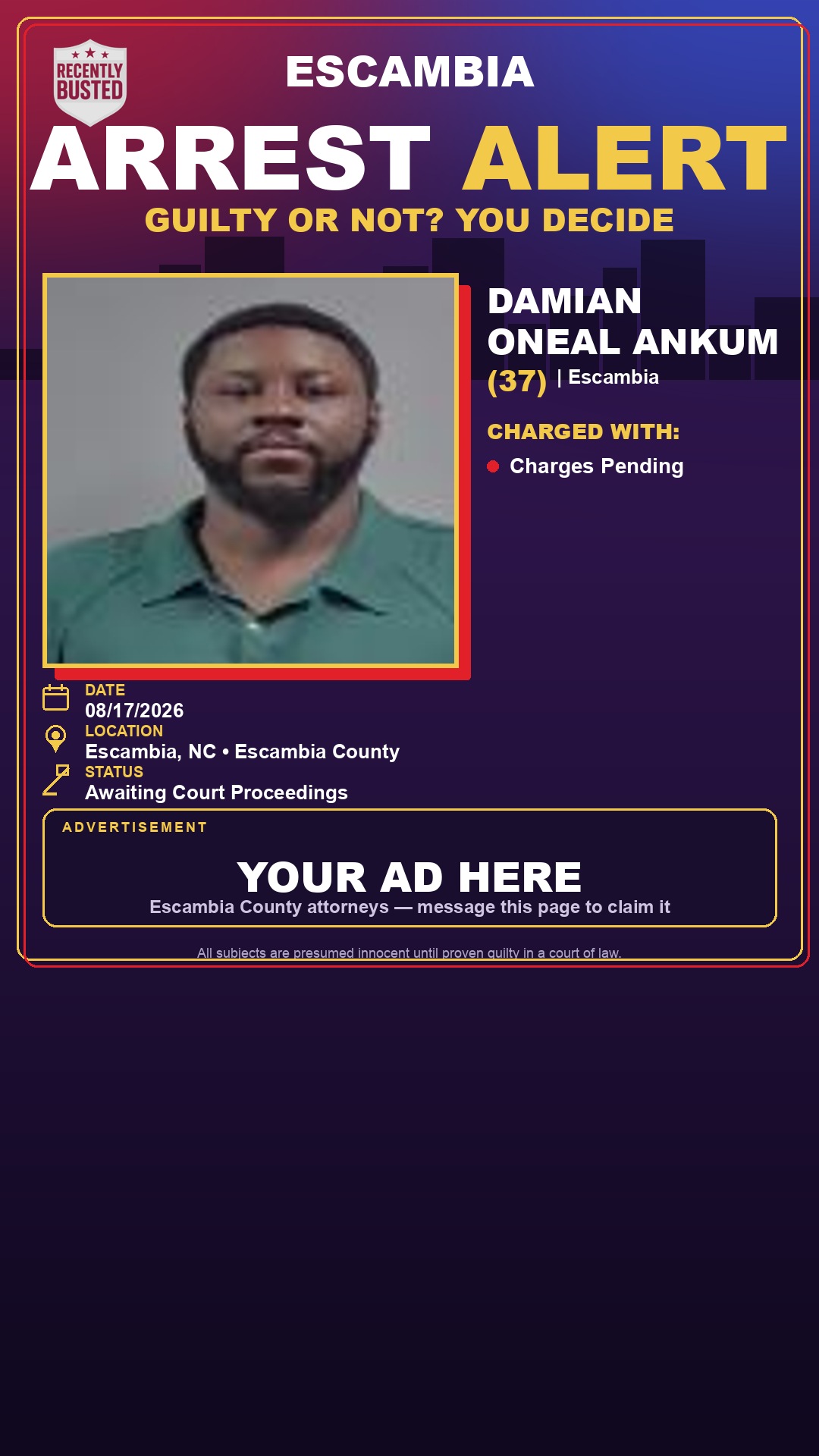 Arrest report - Damian Oneal Ankum