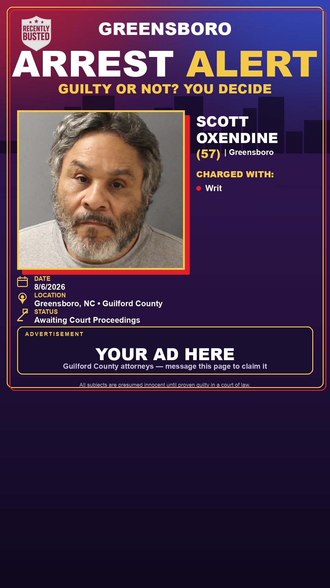Arrest report - SCOTT OXENDINE