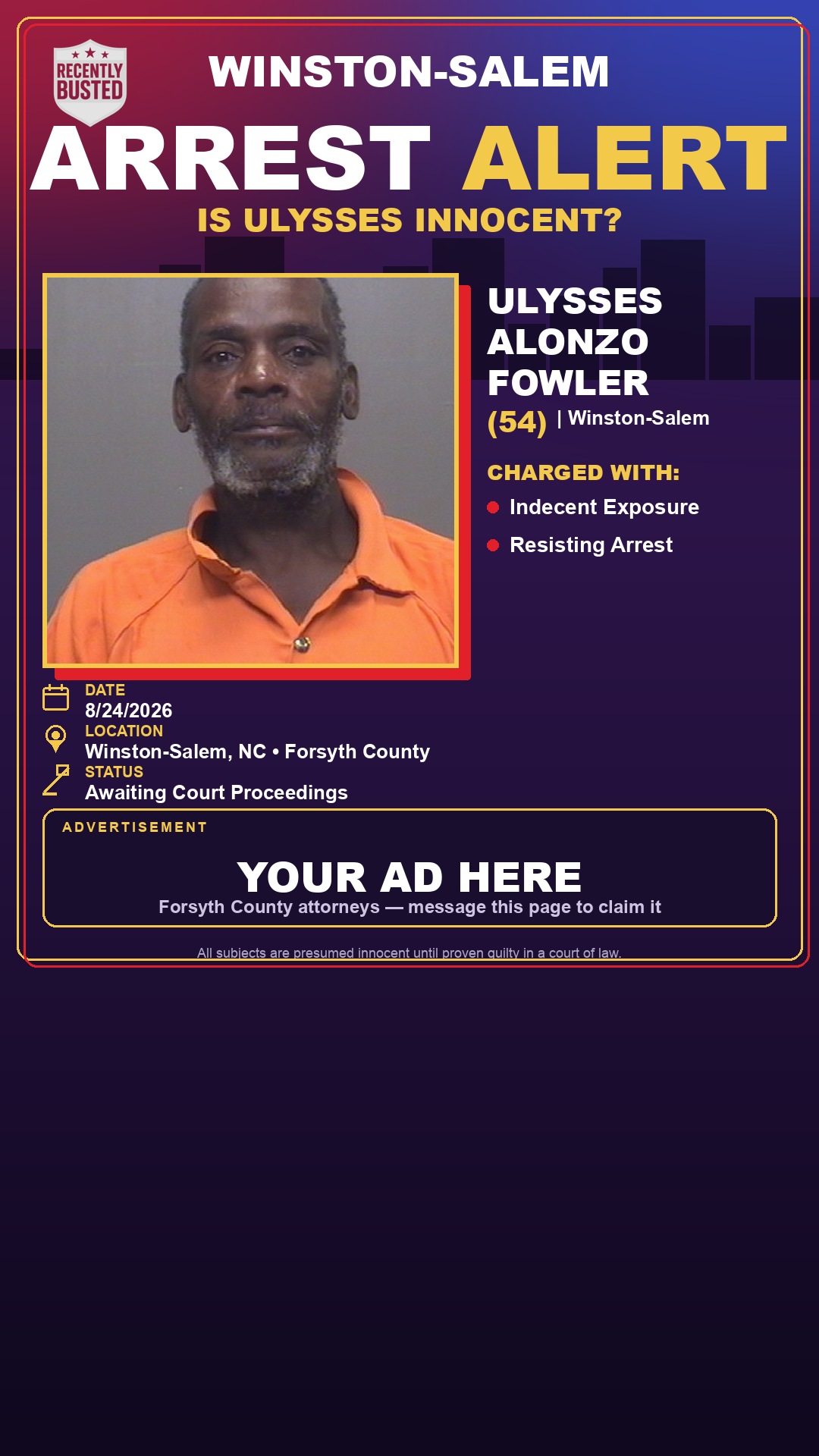 Arrest report - ULYSSES ALONZO FOWLER