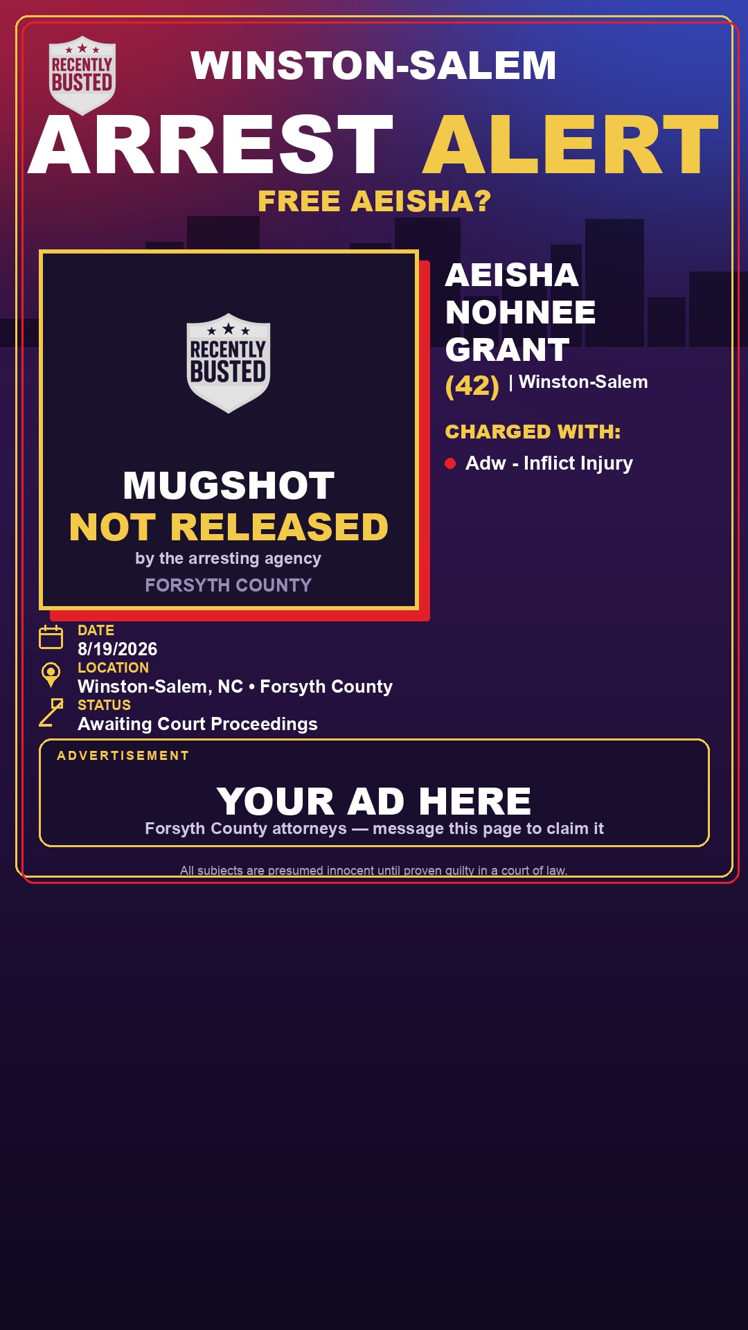 Arrest report - AEISHA NOHNEE GRANT