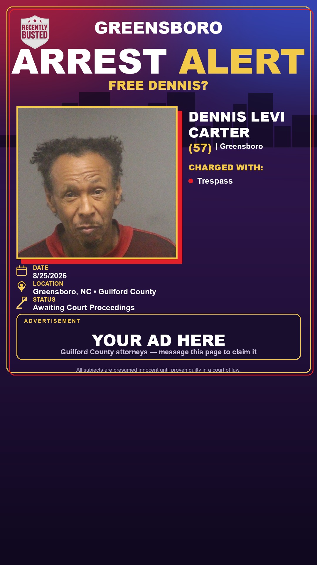 Arrest report - DENNIS LEVI CARTER