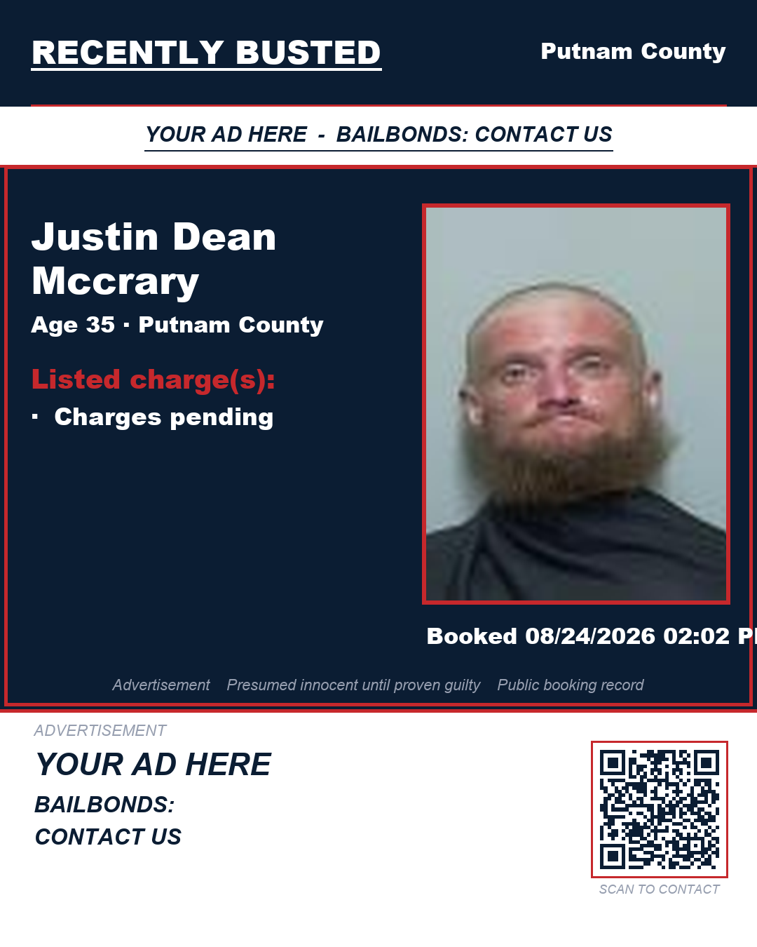 Arrest report - Justin Dean Mccrary