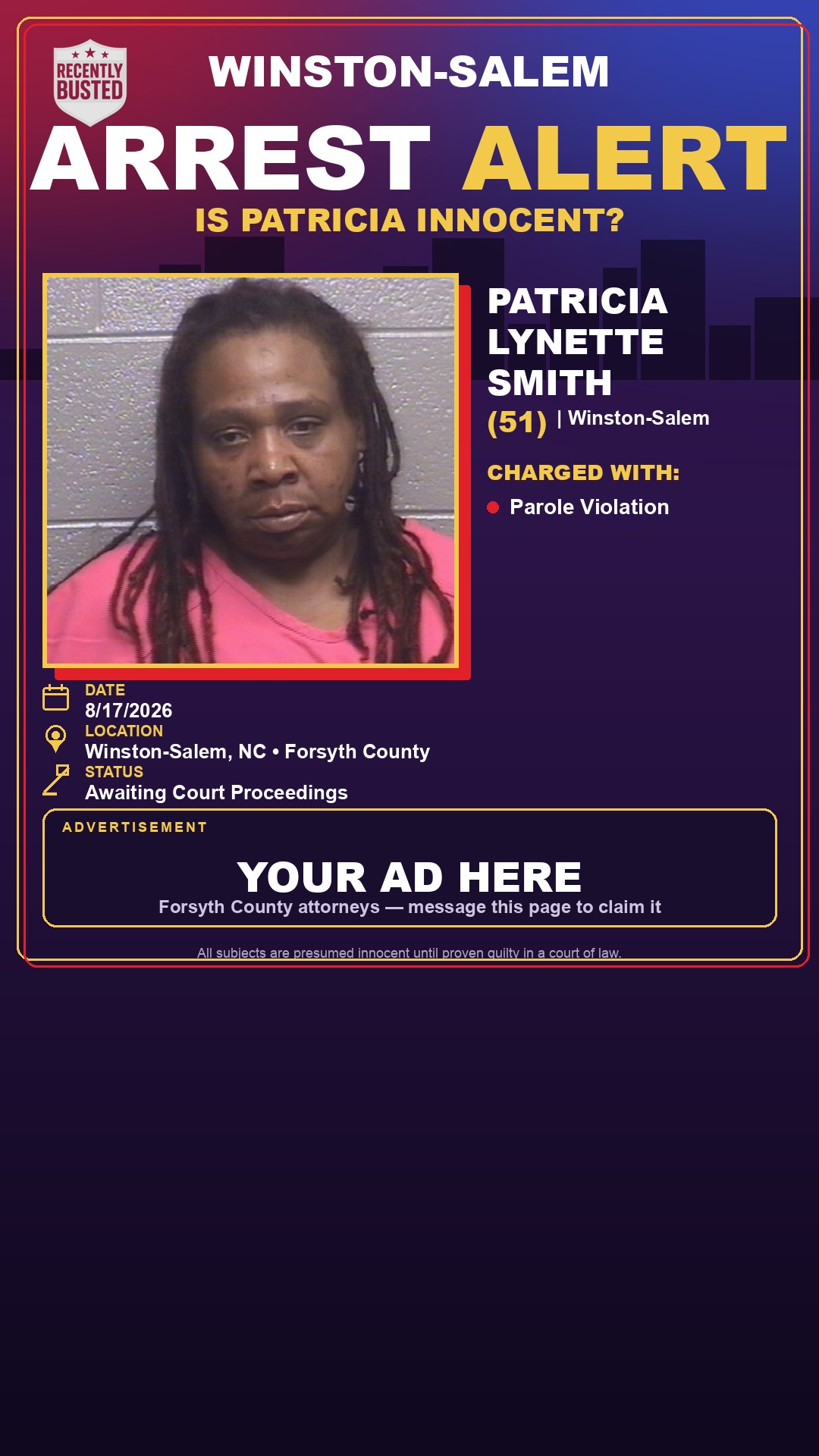 Arrest report - PATRICIA LYNETTE SMITH