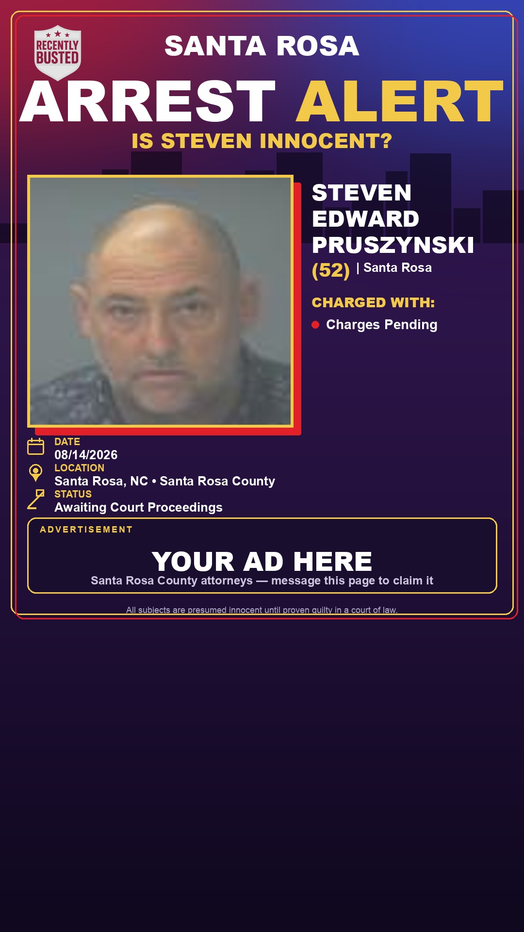Arrest report - Steven Edward Pruszynski