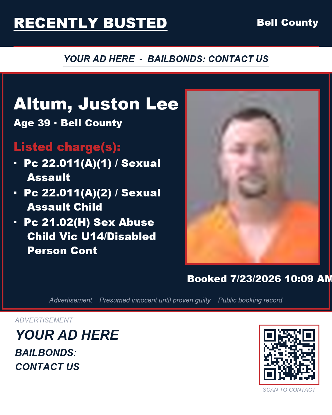 Arrest report - ALTUM, JUSTON LEE