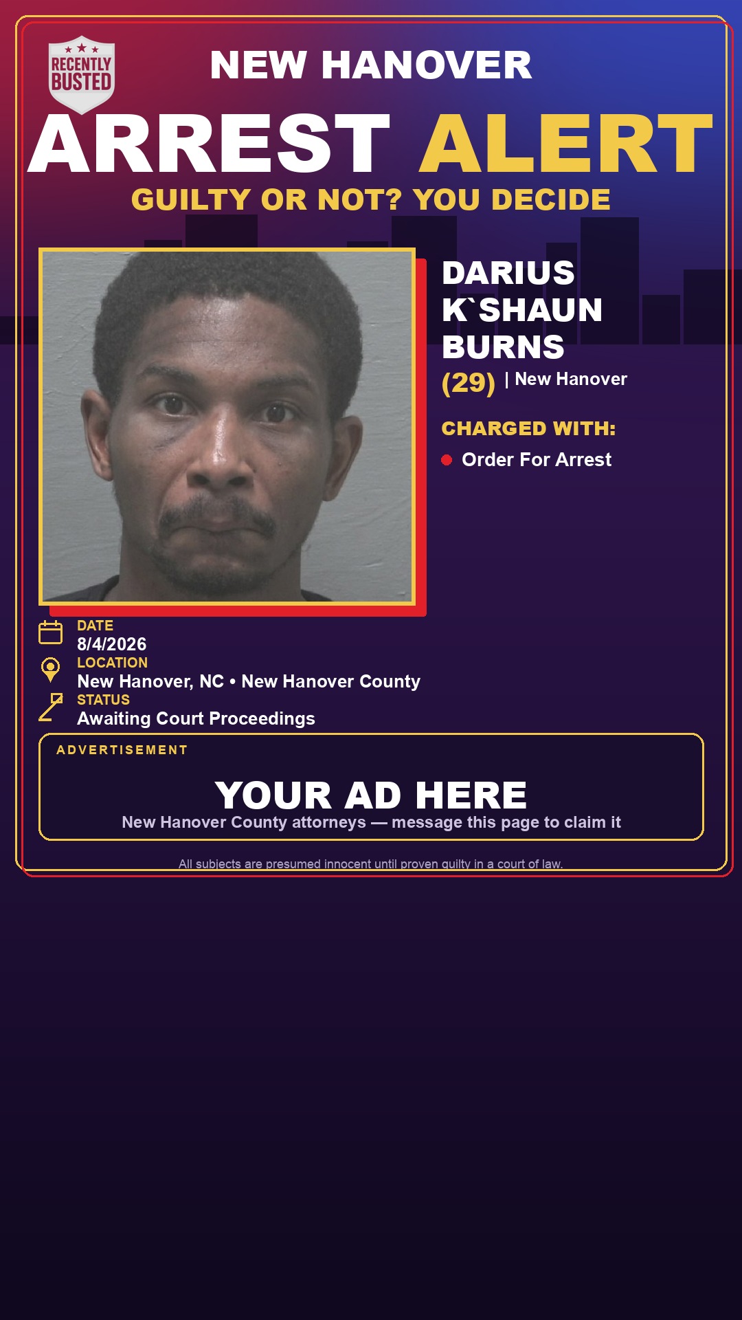 Arrest report - DARIUS K`SHAUN BURNS