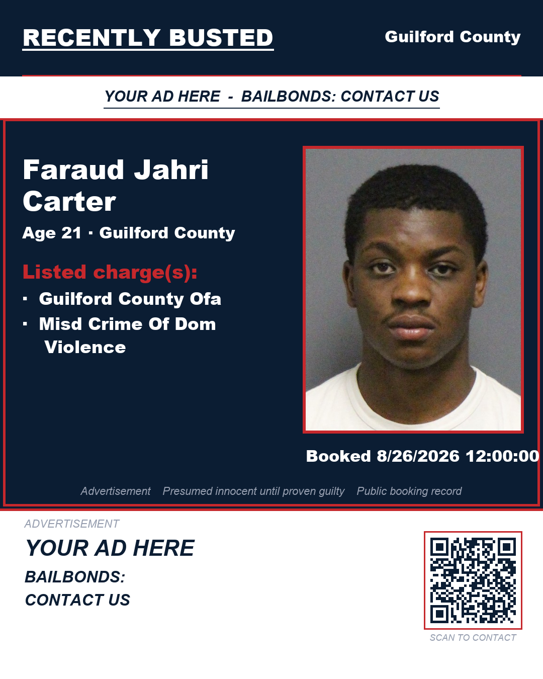 Arrest report - FARAUD JAHRI CARTER