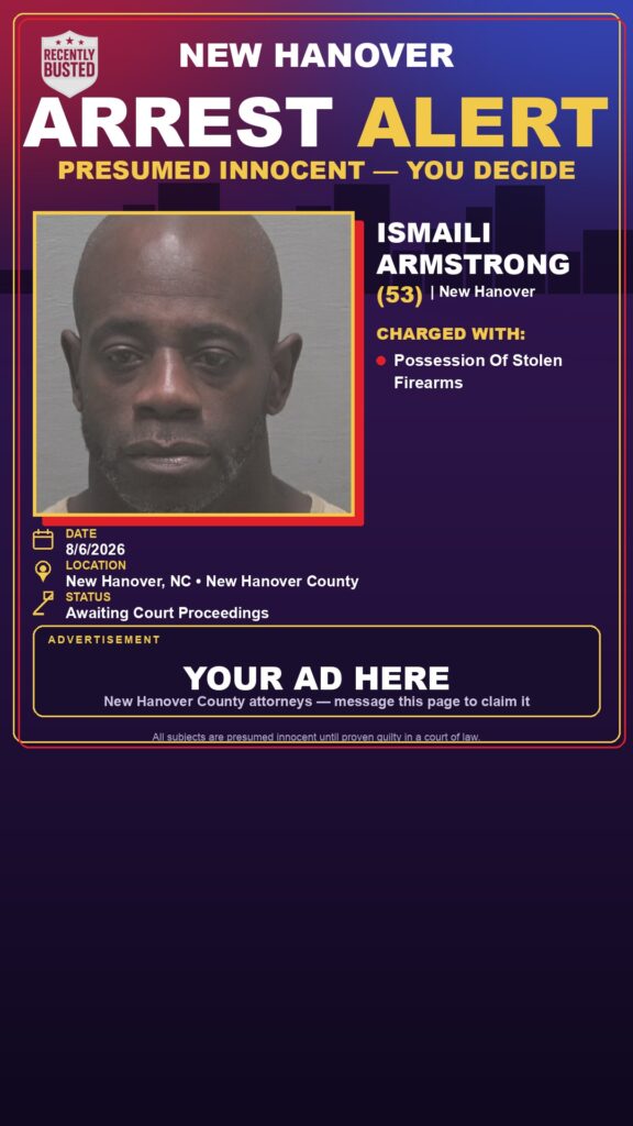 ISMAILI ARMSTRONG — arrest record card, Recently Busted