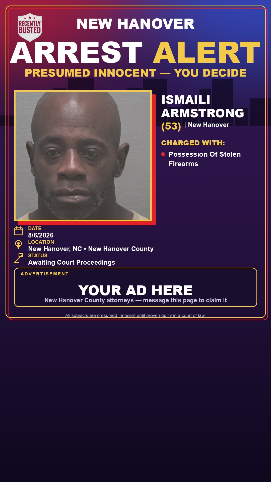 Arrest report - ISMAILI ARMSTRONG