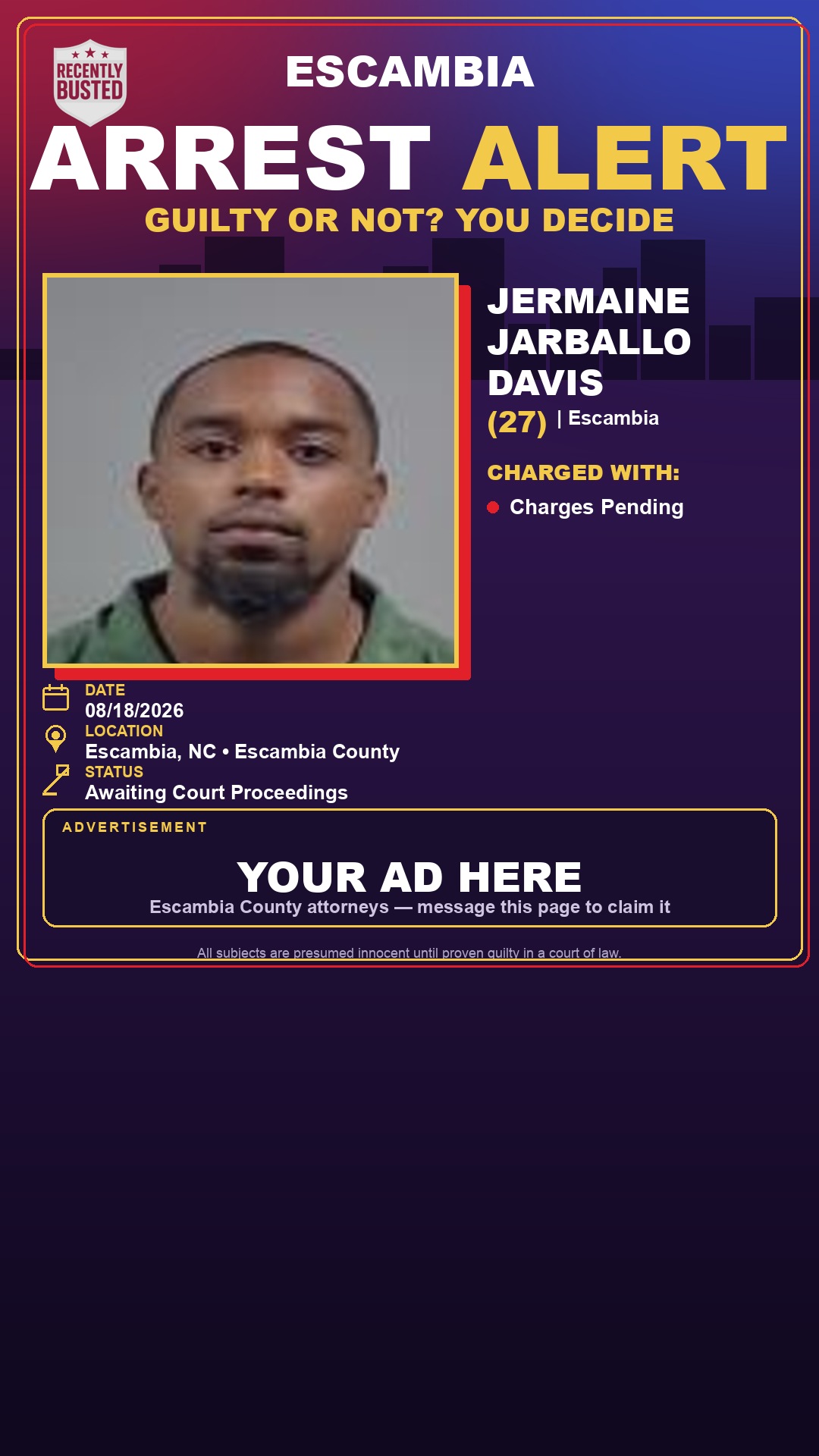 Arrest report - Jermaine Jarballo Davis