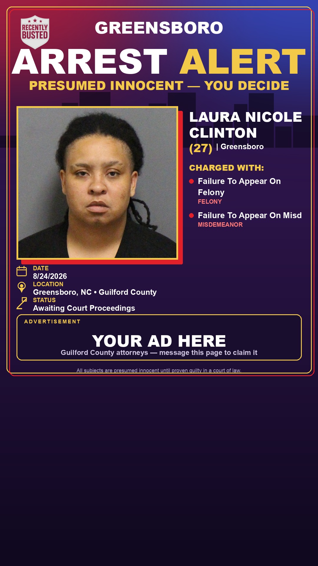 Arrest report - LAURA NICOLE CLINTON