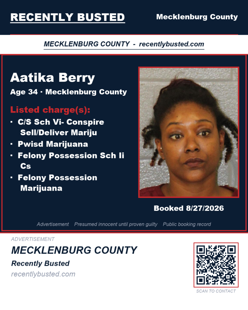 AATIKA BERRY — arrest record card, Mugshot Hottie