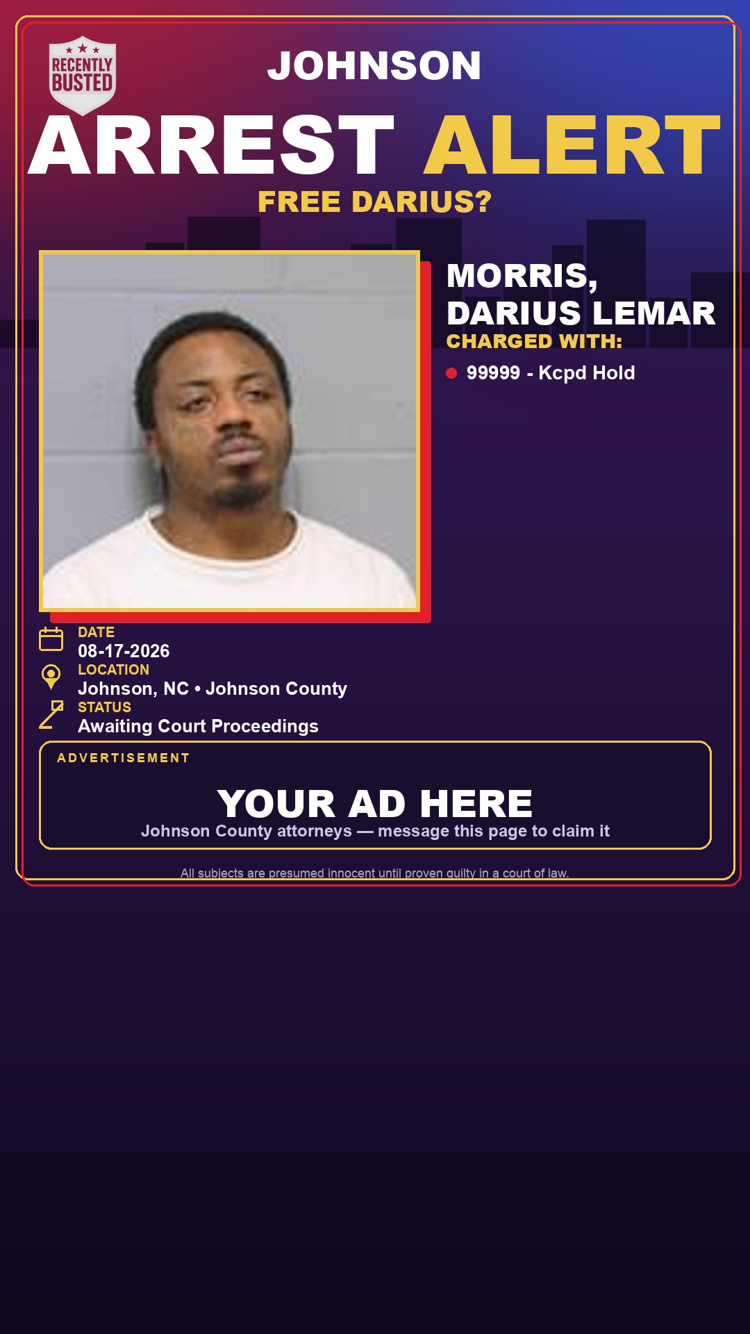 Arrest report - MORRIS, DARIUS LEMAR