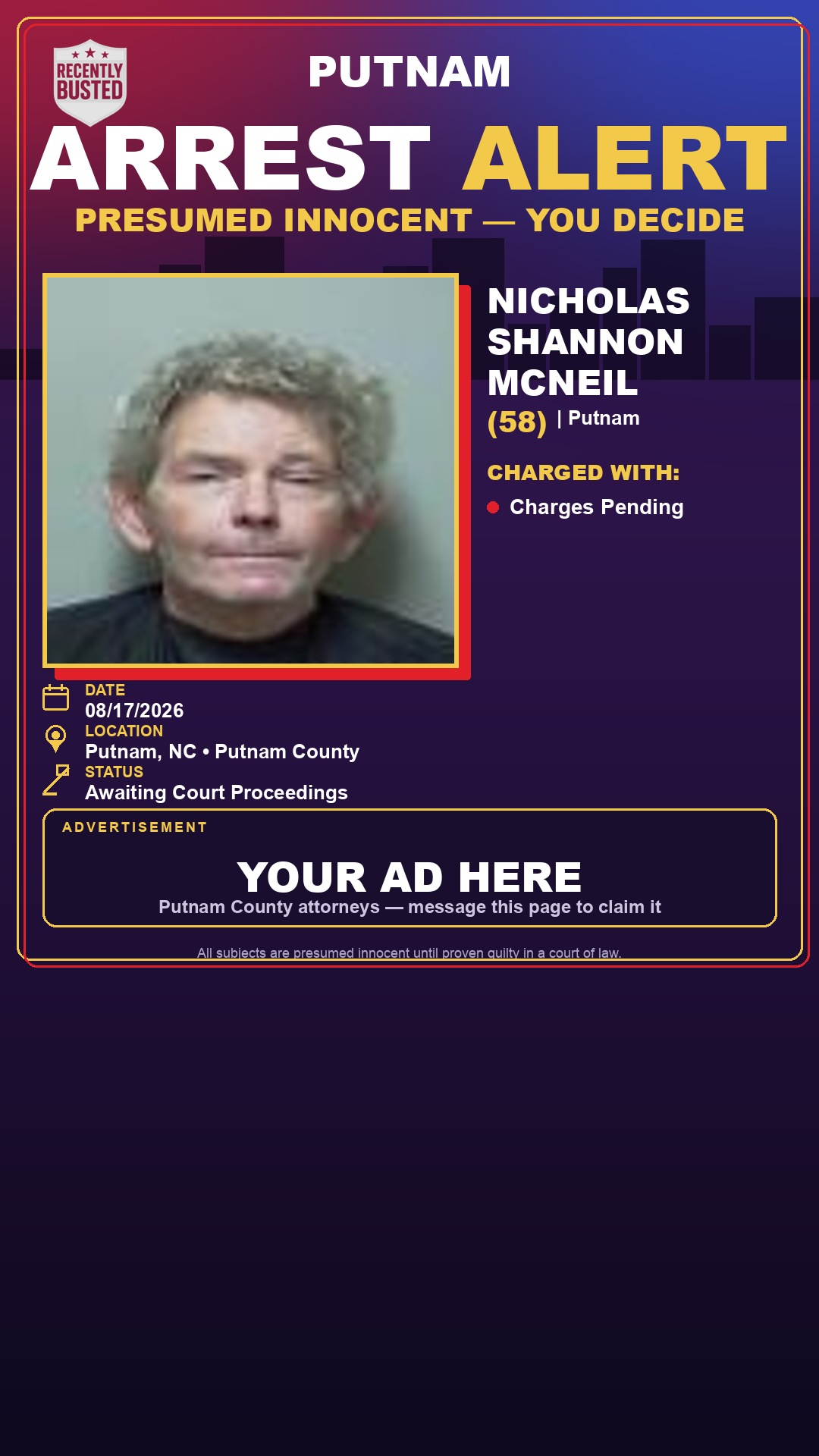 Arrest report - Nicholas Shannon Mcneil