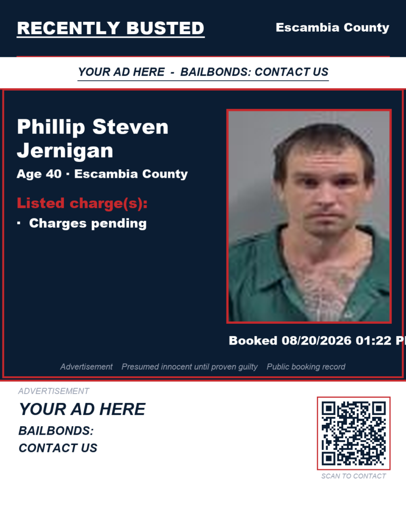 Phillip Steven Jernigan — arrest record card, Florida Crime