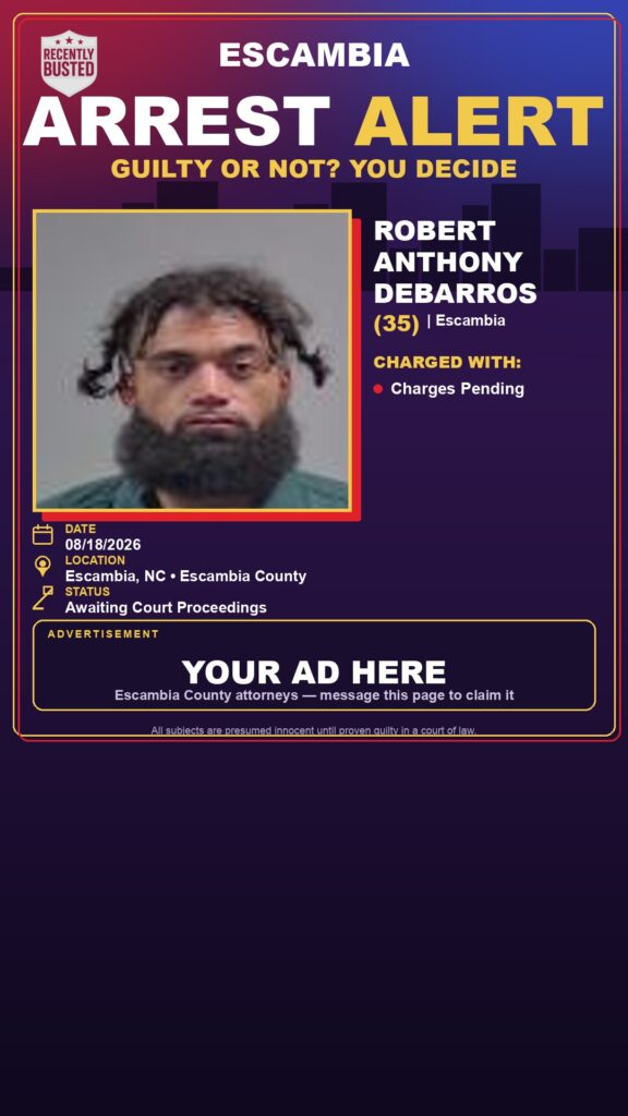 Robert Anthony Debarros — arrest record card, Florida Crime