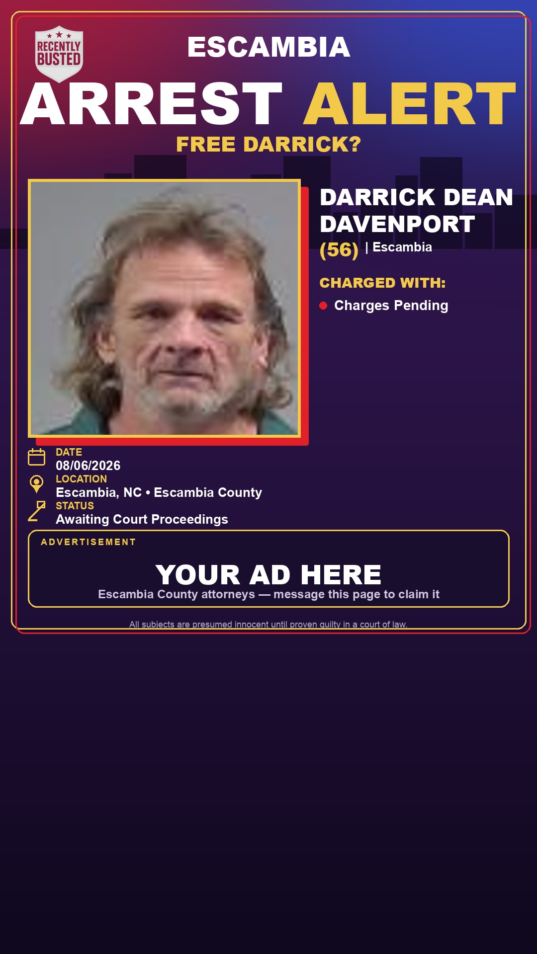 Arrest report - Darrick Dean Davenport