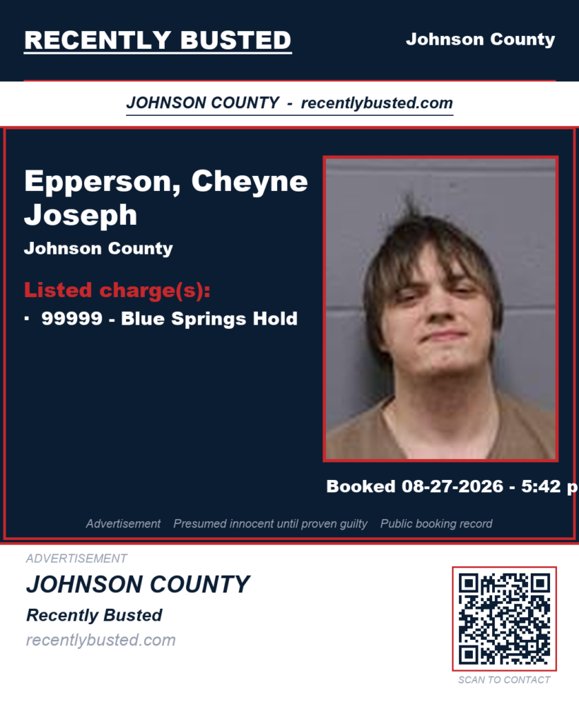 EPPERSON, CHEYNE JOSEPH — arrest record card, Recently Busted
