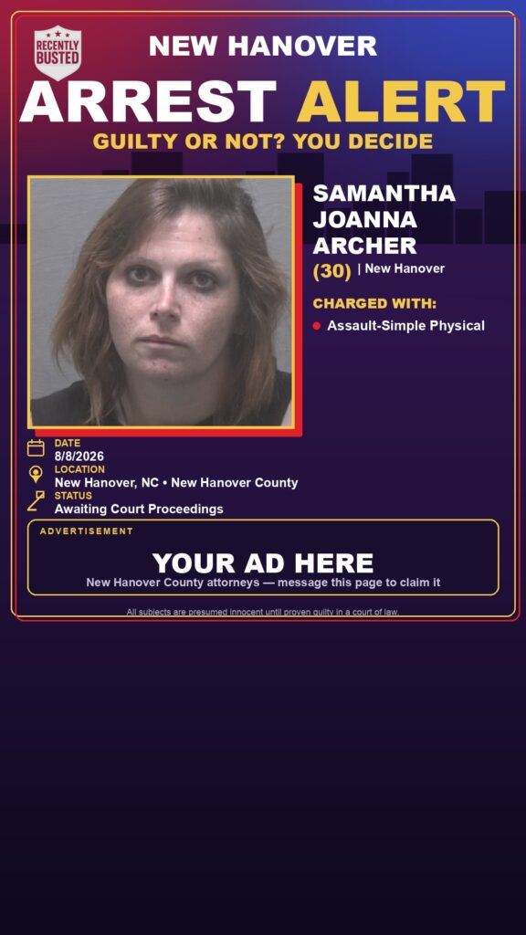 Arrest report - SAMANTHA JOANNA ARCHER