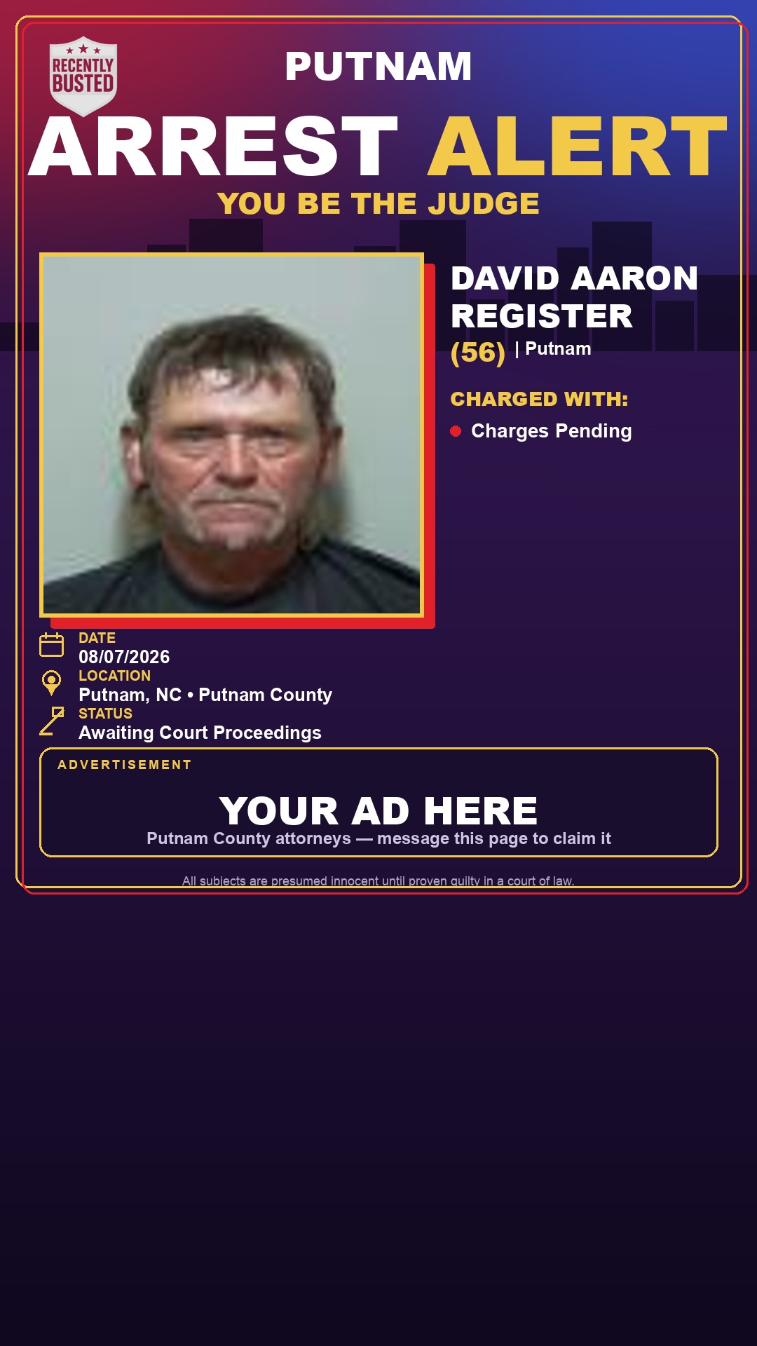Arrest report - David Aaron Register