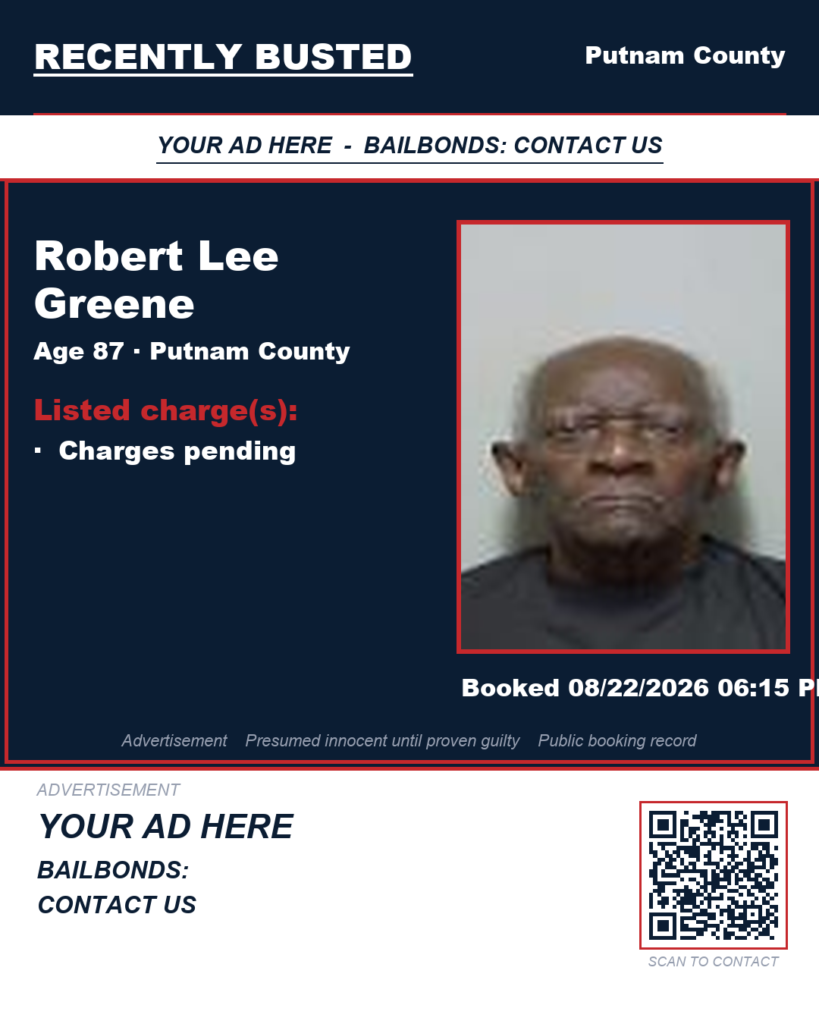 Robert Lee Greene — arrest record card, Recently Busted