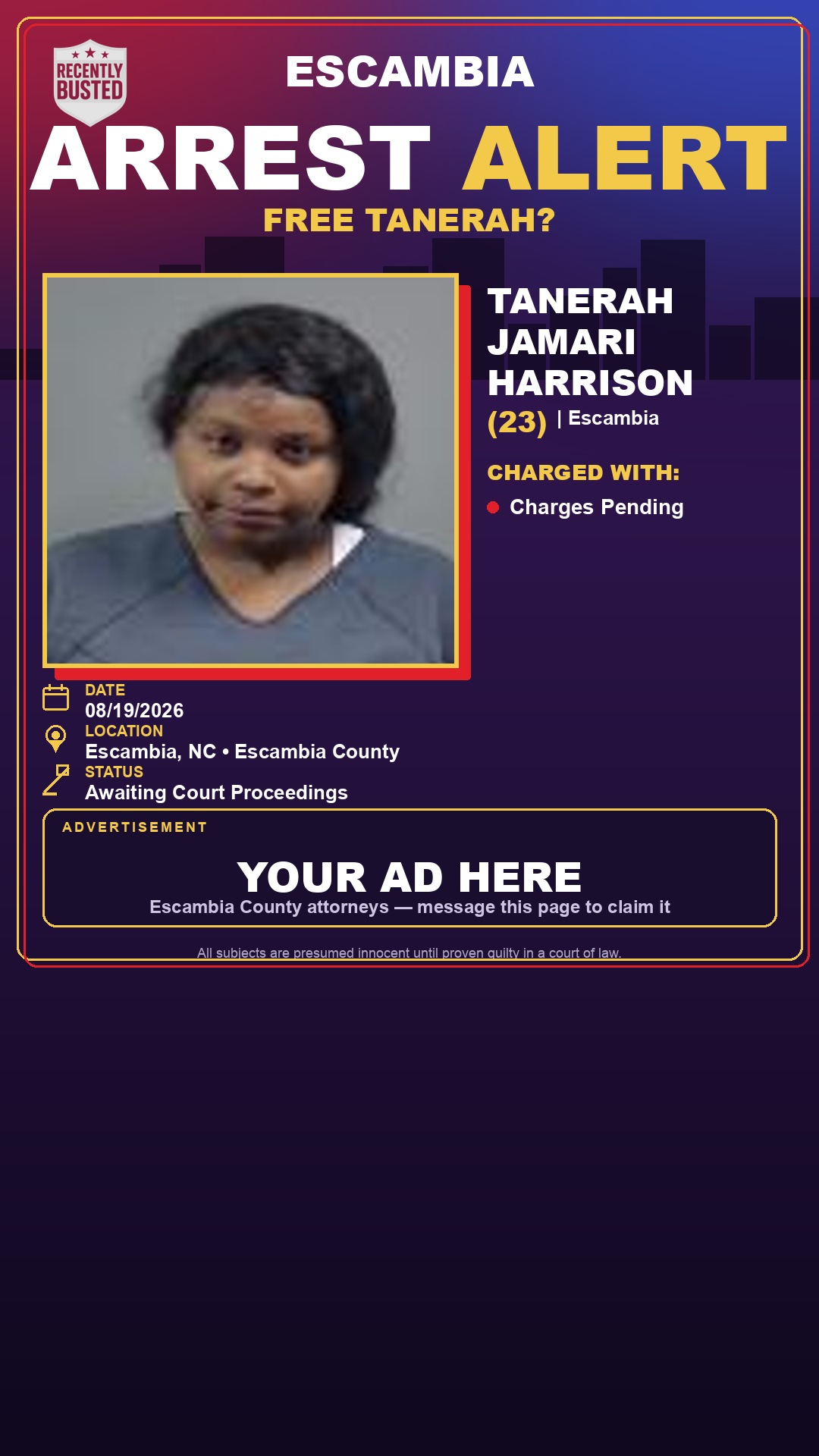 Arrest report - Tanerah Jamari Harrison