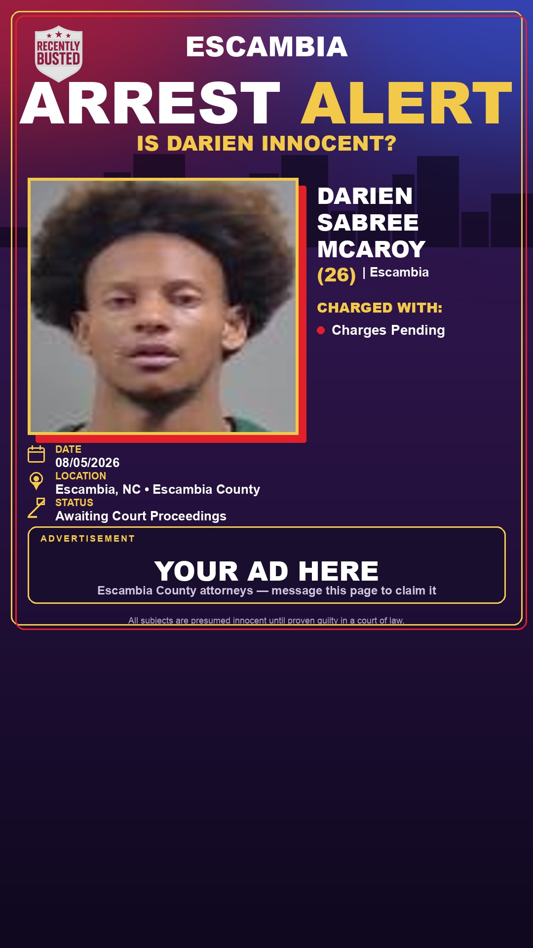 Arrest report - Darien Sabree Mcaroy