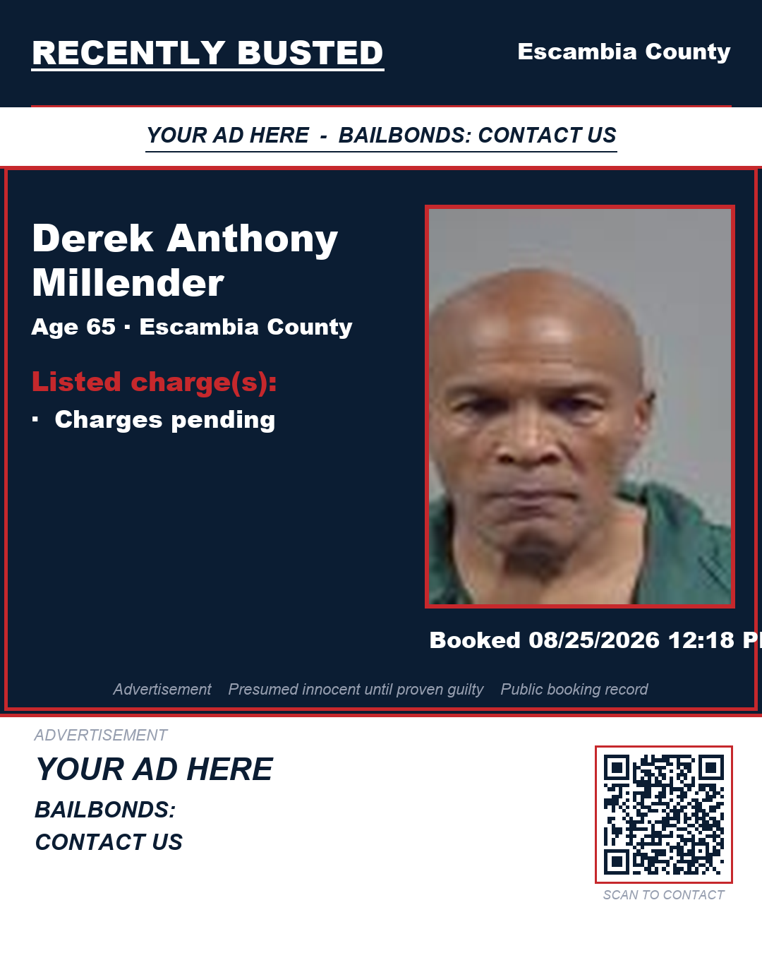 Arrest report - Derek Anthony Millender