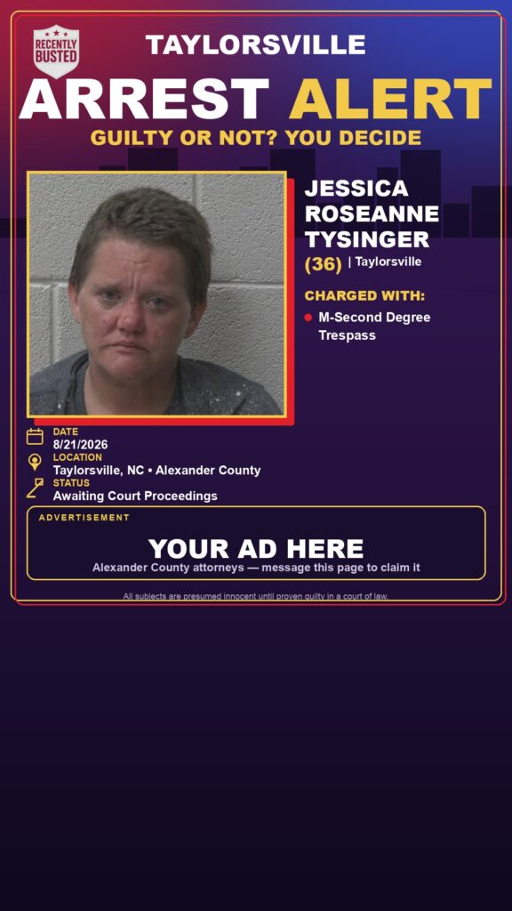 Arrest report — JESSICA ROSEANNE TYSINGER