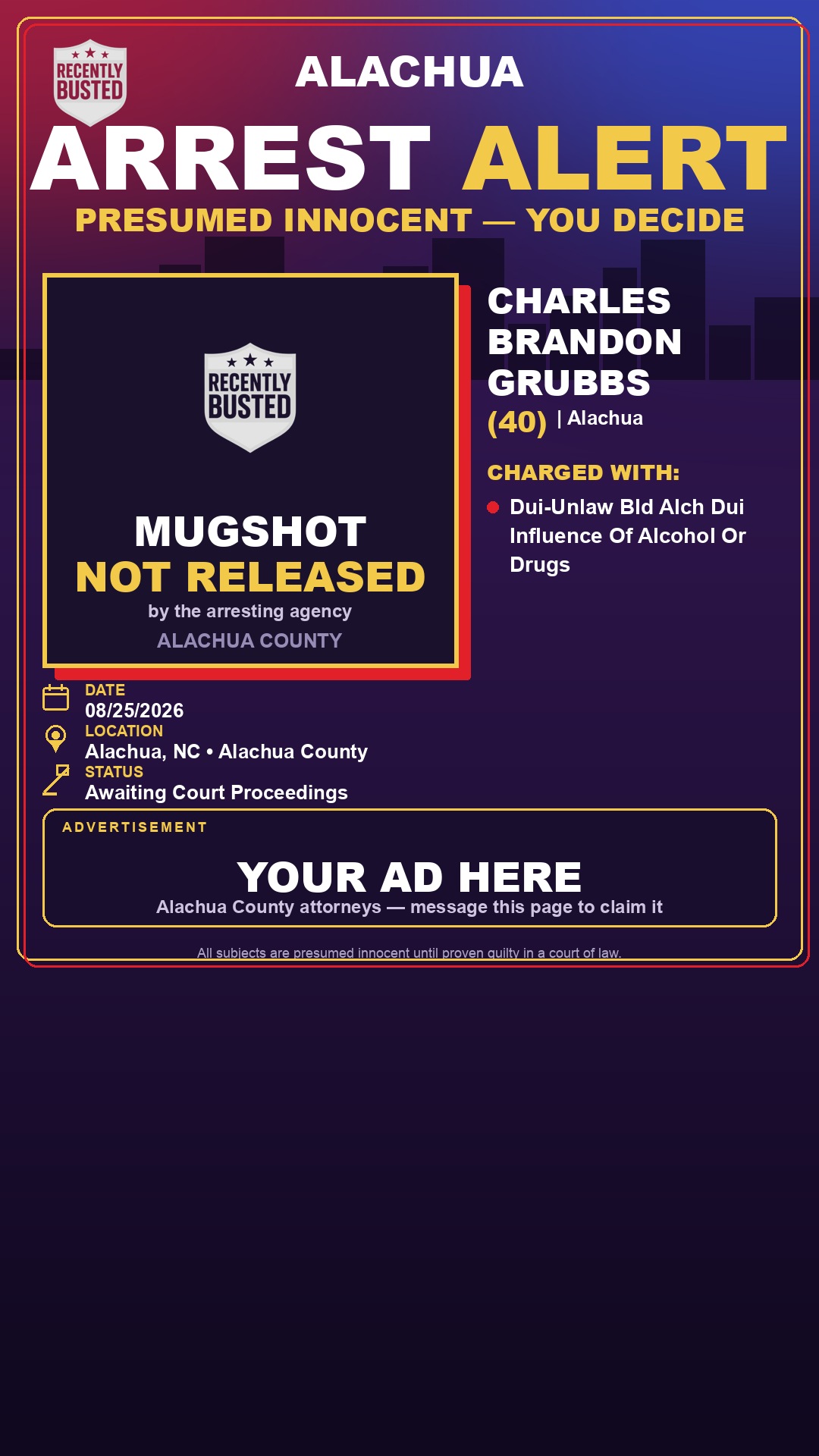 Arrest report - Charles Brandon Grubbs