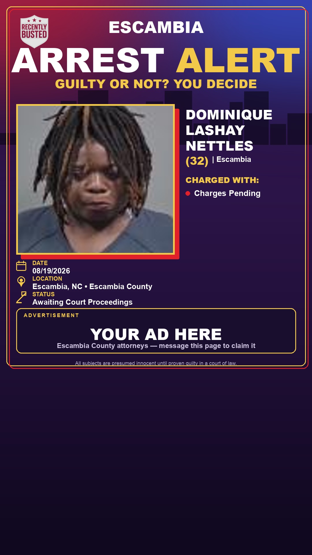 Arrest report - Dominique Lashay Nettles