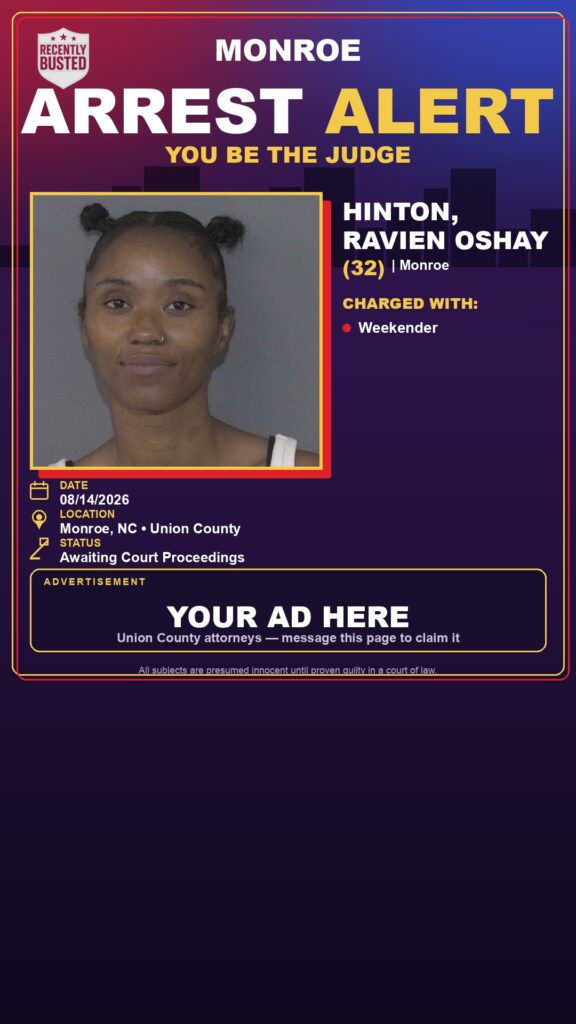 Arrest report - HINTON, RAVIEN OSHAY