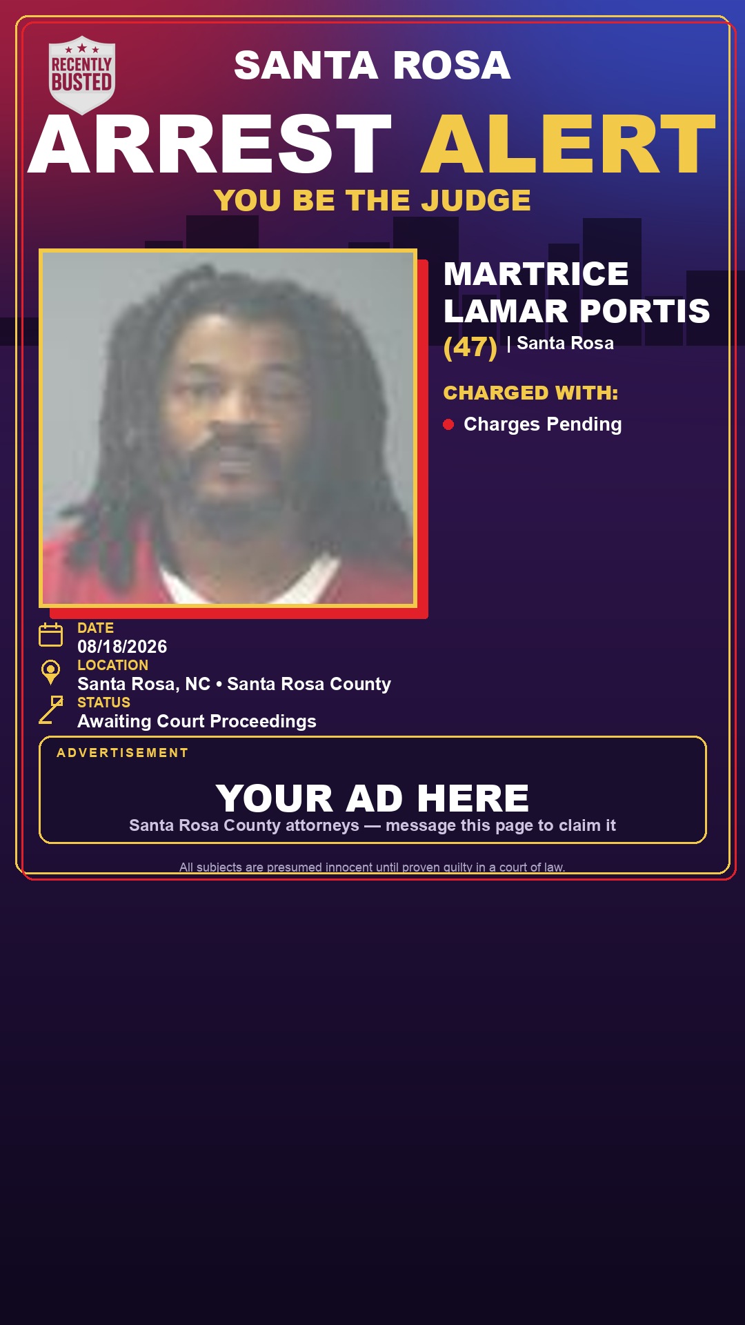 Arrest report - Martrice Lamar Portis
