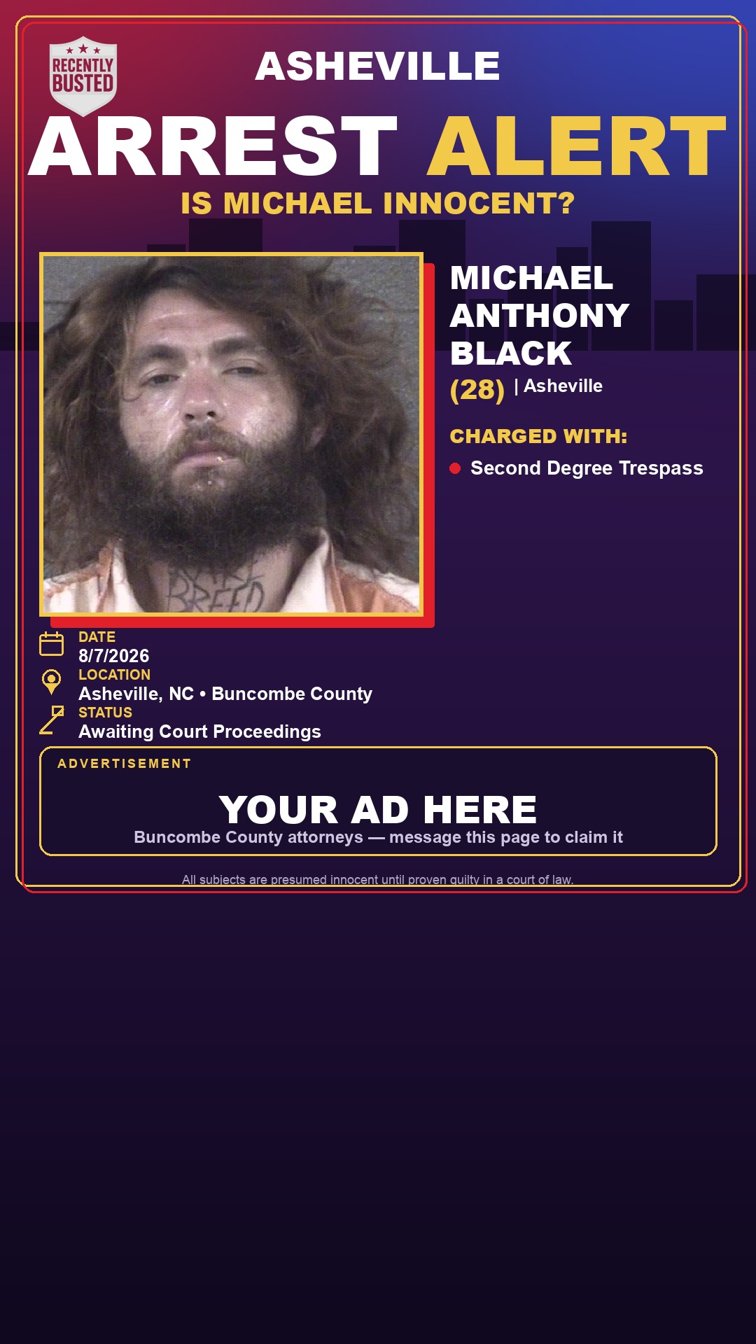 Arrest report - MICHAEL ANTHONY BLACK