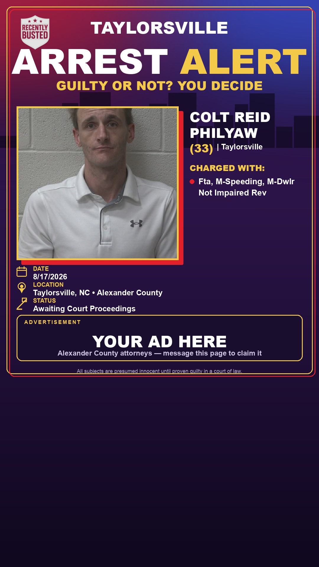 Arrest report - COLT REID PHILYAW