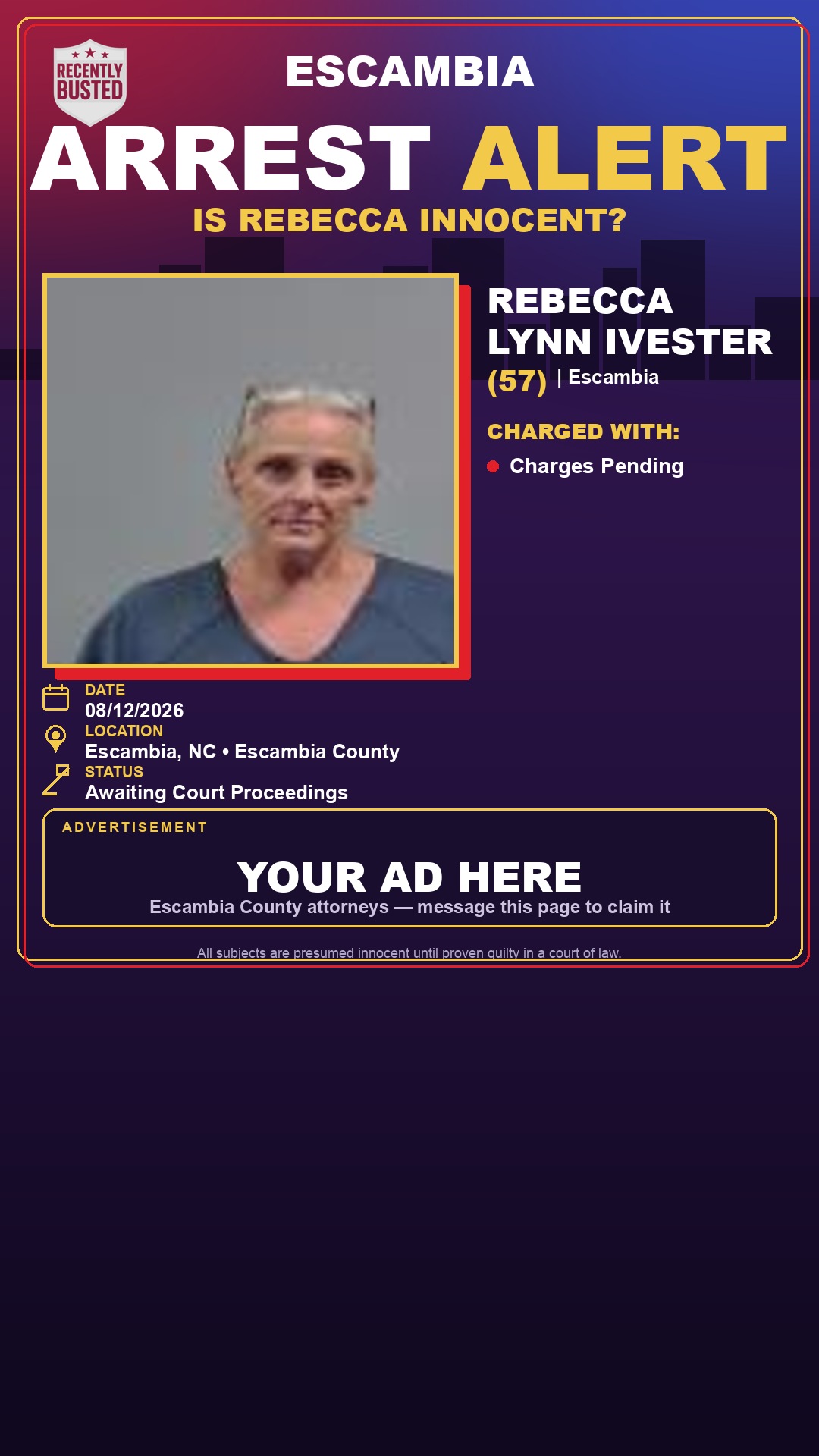 Arrest report - Rebecca Lynn Ivester