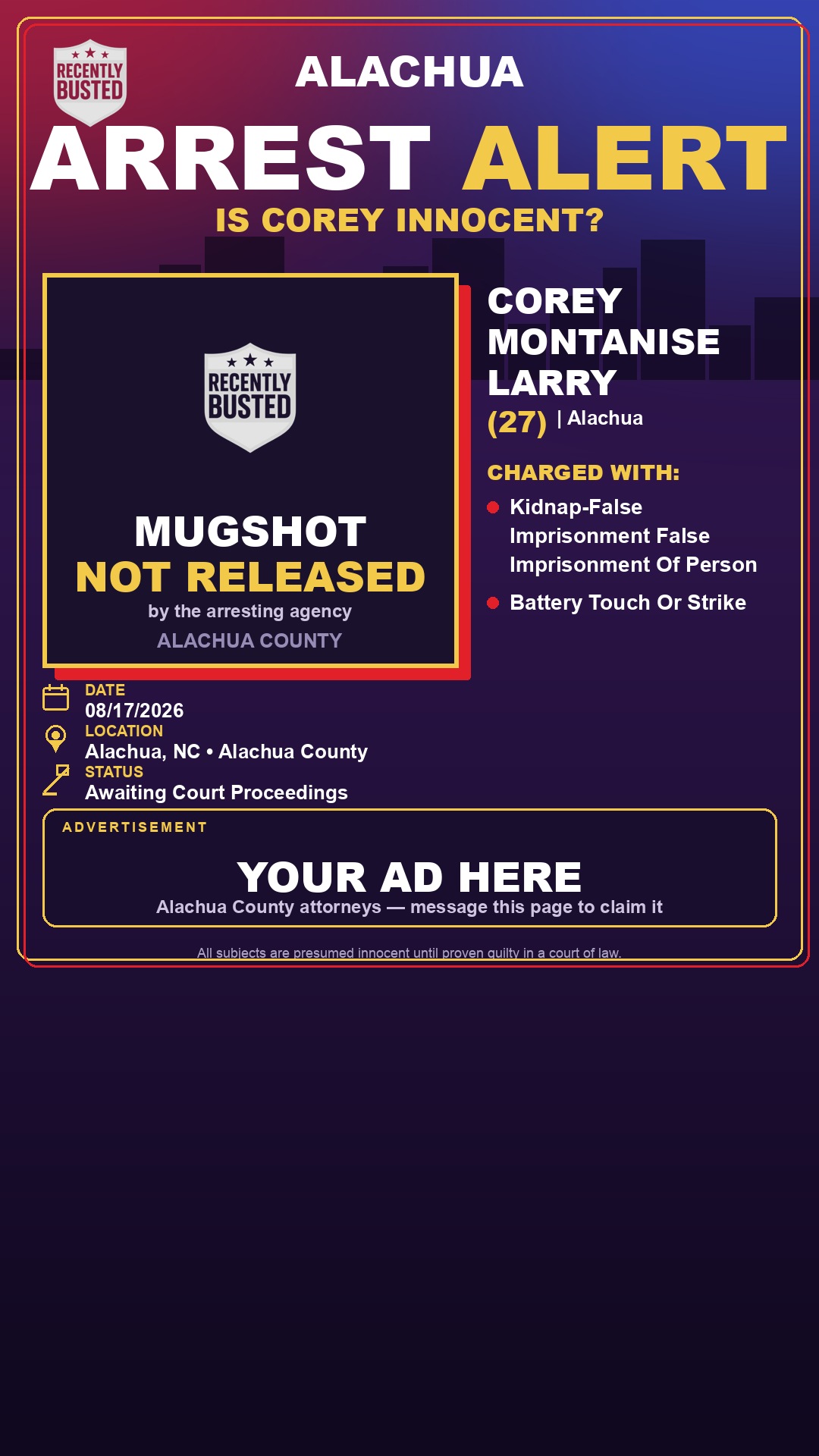 Arrest report - Corey Montanise Larry