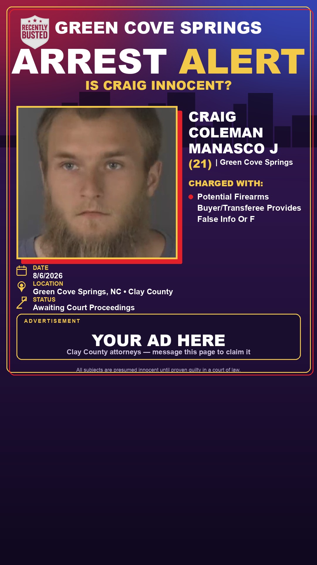 Arrest report - CRAIG COLEMAN MANASCO J