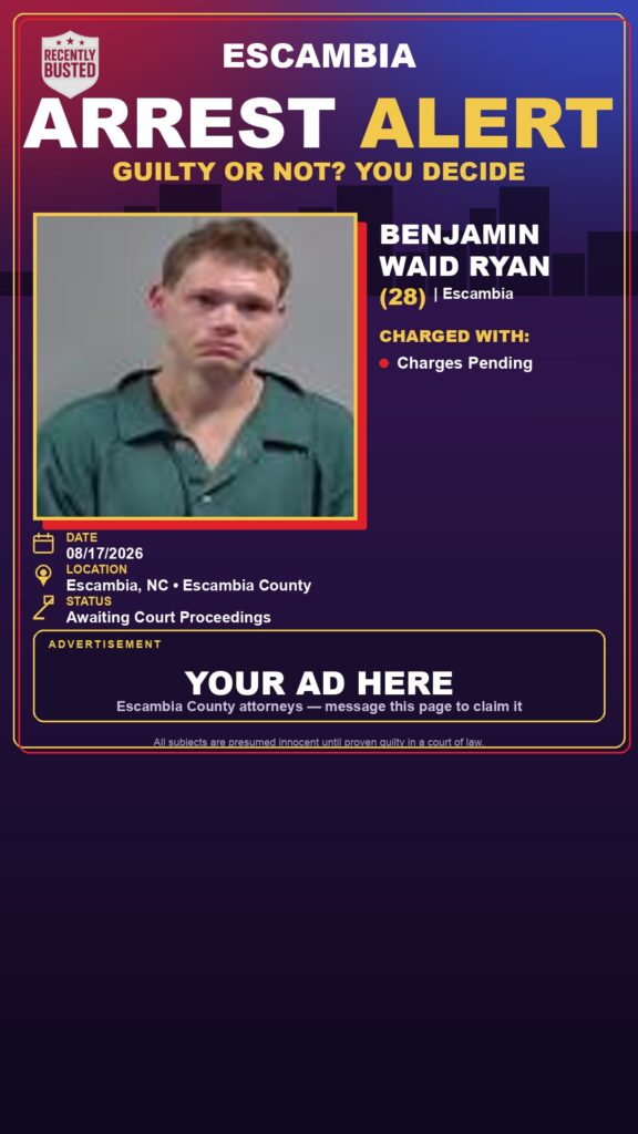 Benjamin Waid Ryan — arrest record card, Florida Crime