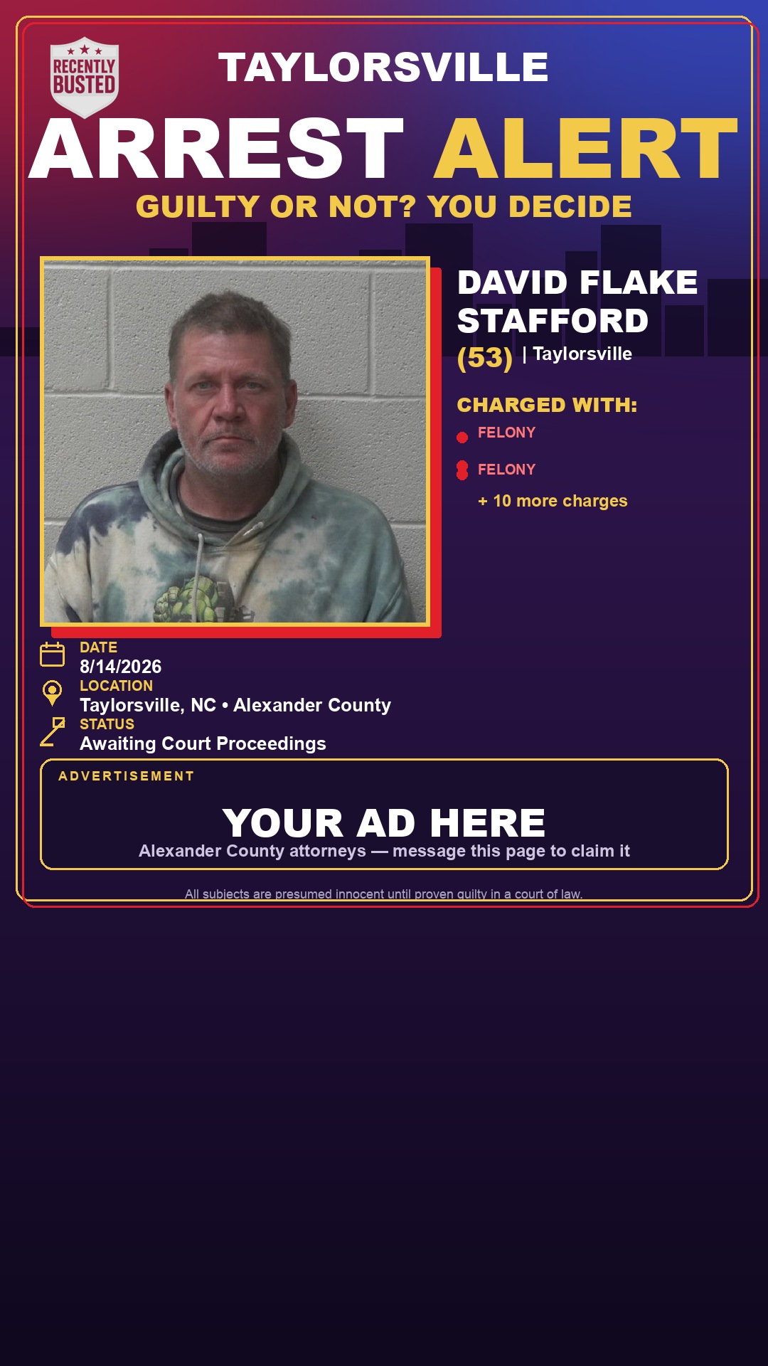 Arrest report - DAVID FLAKE STAFFORD