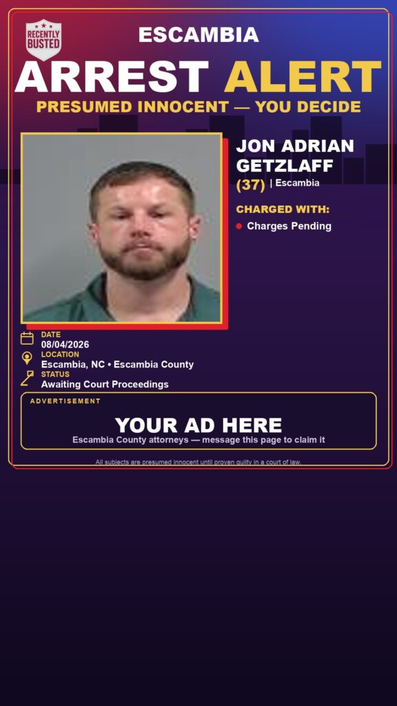 Jon Adrian Getzlaff — arrest record card, Florida Crime