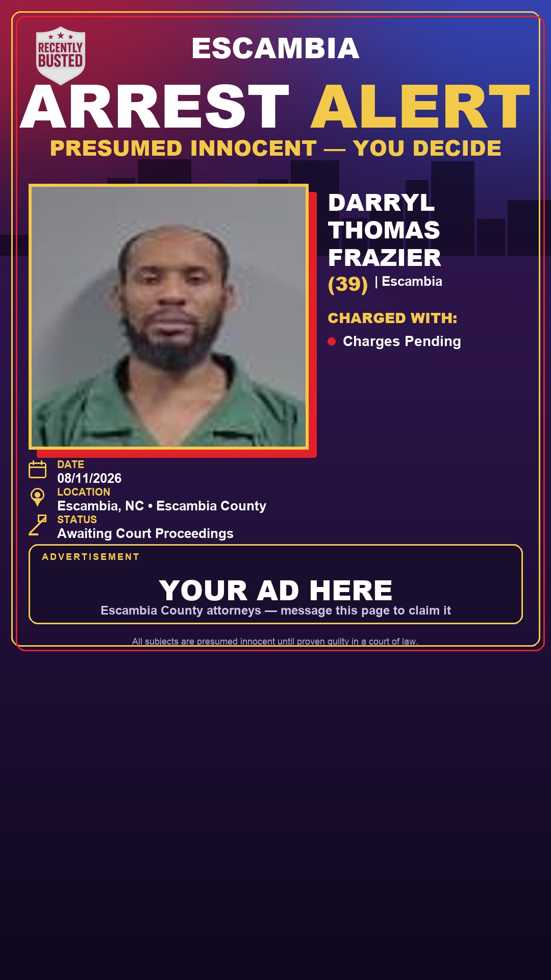 Arrest report - Darryl Thomas Frazier