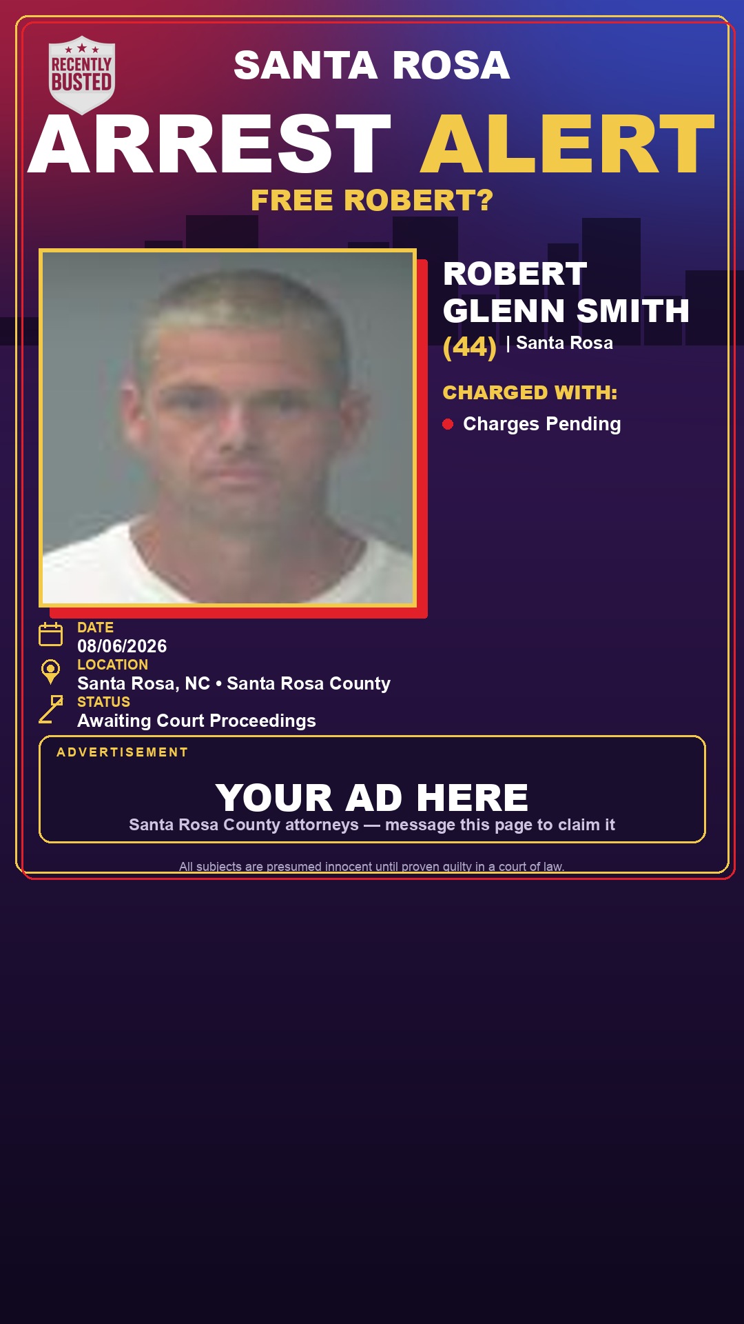 Arrest report - Robert Glenn Smith